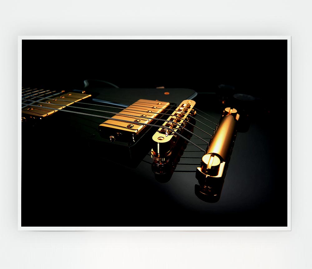 Black Guitar Print Poster Wall Art