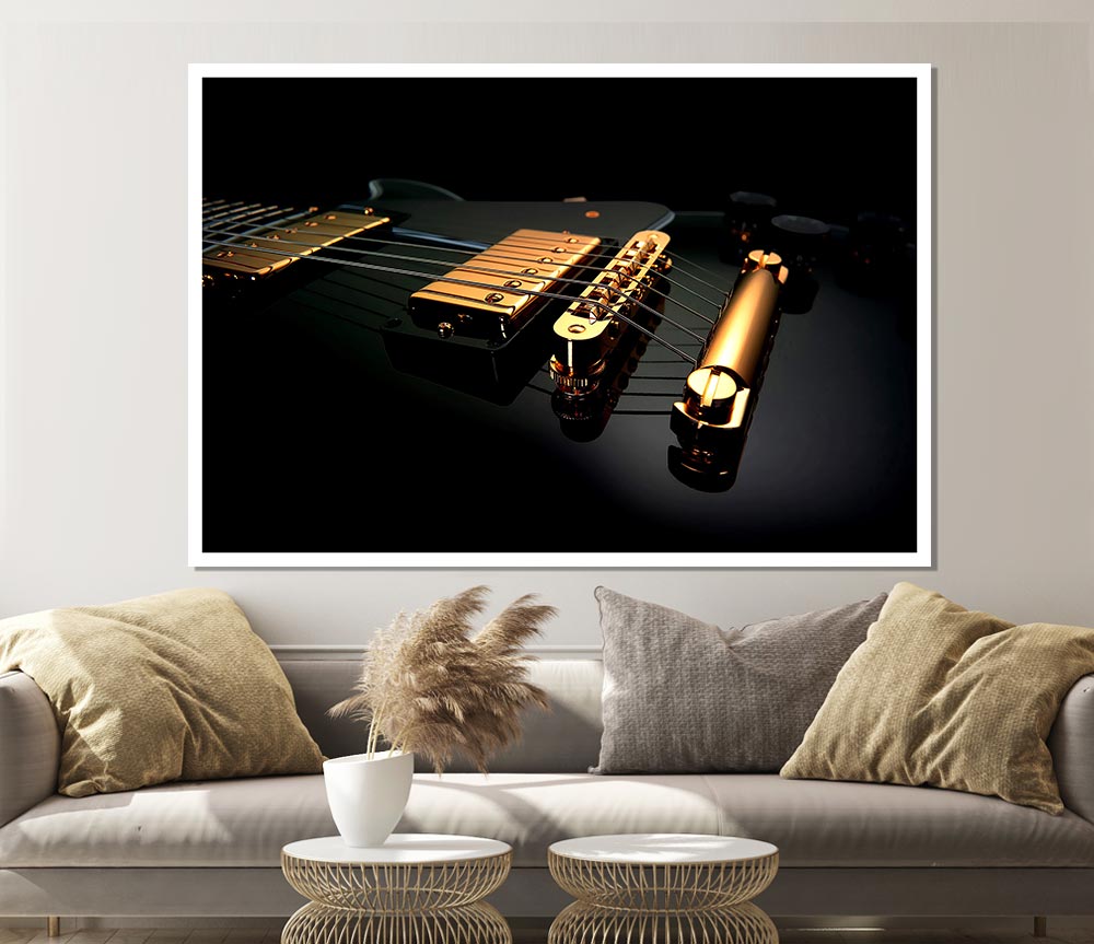 Black Guitar Print Poster Wall Art