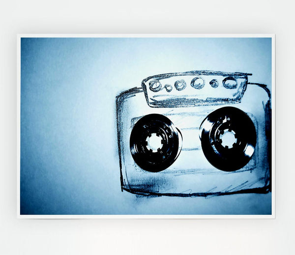 Cassette Tape Drawing Print Poster Wall Art