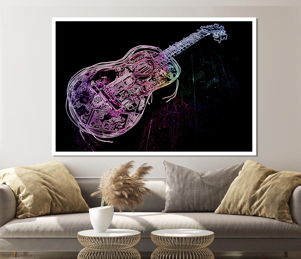 Guitar Graffiti Print Poster Wall Art