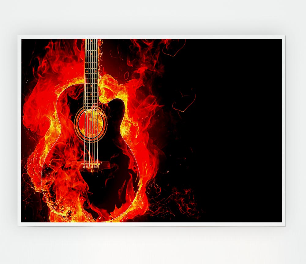 Guitar Flame Print Poster Wall Art