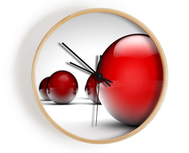 Shiny Red Balls Field Clock - Wallart-Direct UK