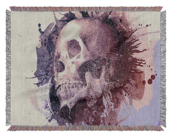 Watercolour Skull Design Woven Blanket