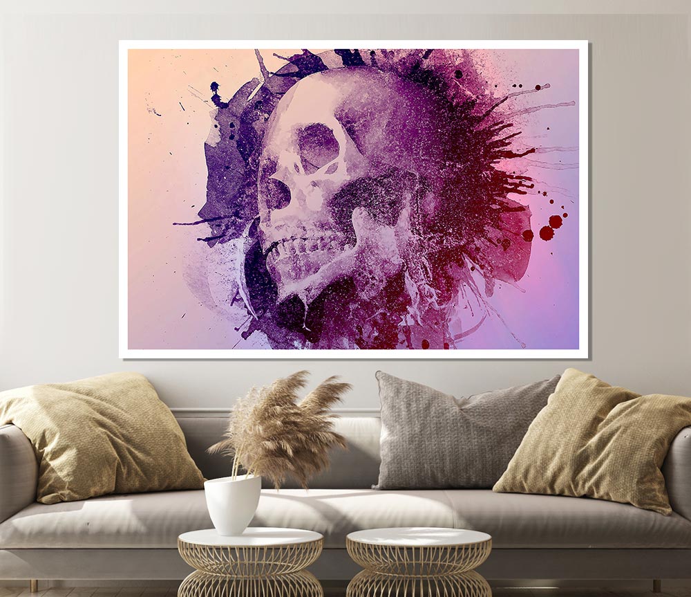 Watercolour Skull Design Print Poster Wall Art