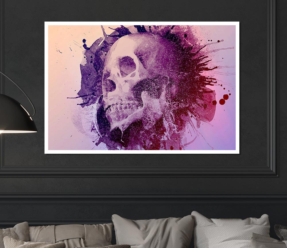 Watercolour Skull Design Print Poster Wall Art