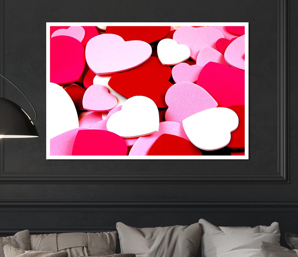 Tons Of Hearts Print Poster Wall Art