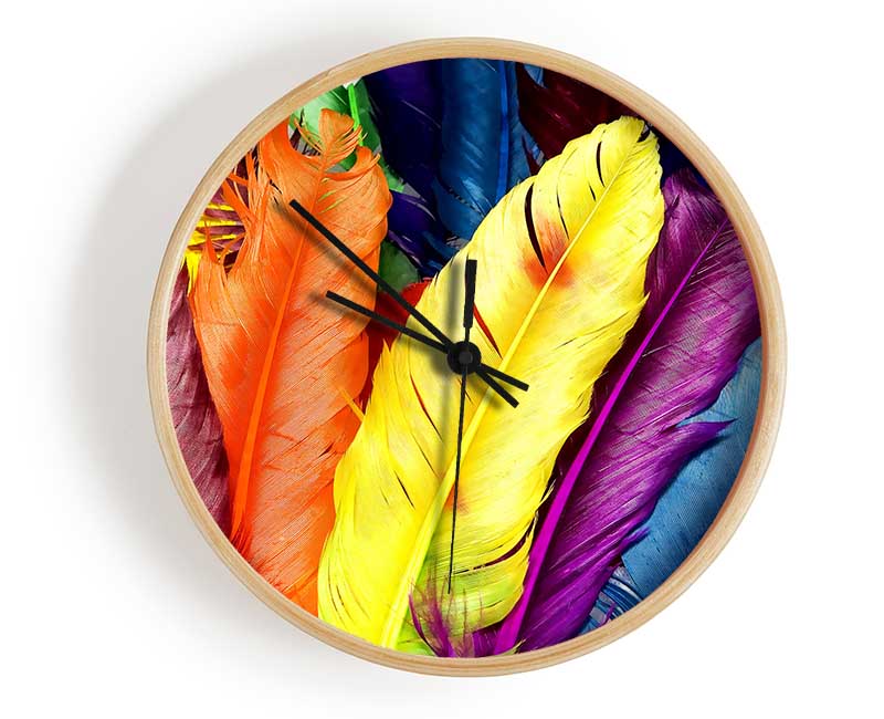 Feathers In Colours Clock - Wallart-Direct UK