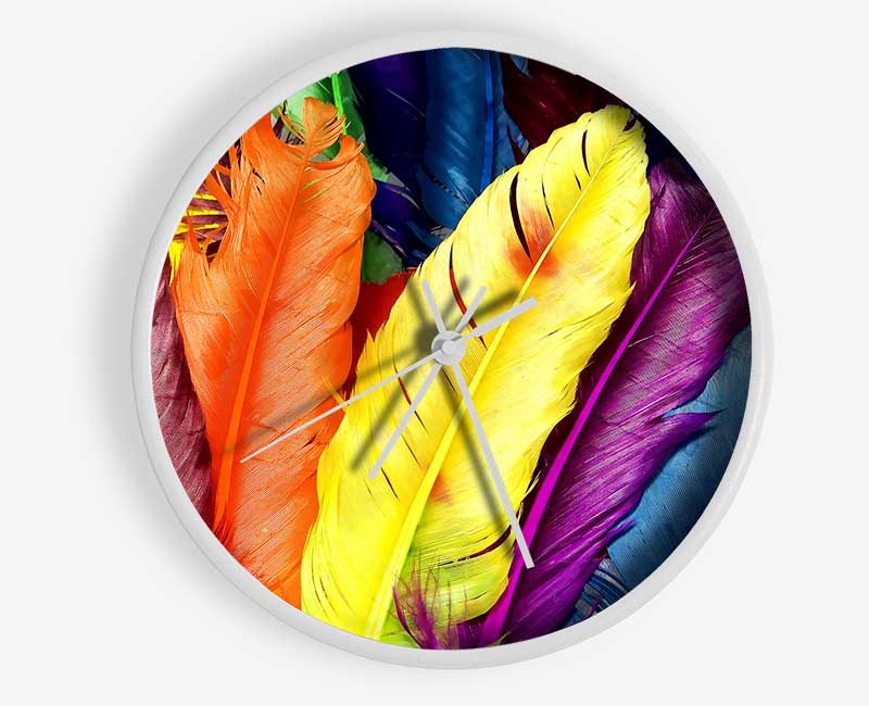 Feathers In Colours Clock - Wallart-Direct UK