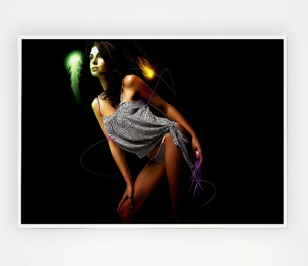 Fantasy Winged Girl Print Poster Wall Art