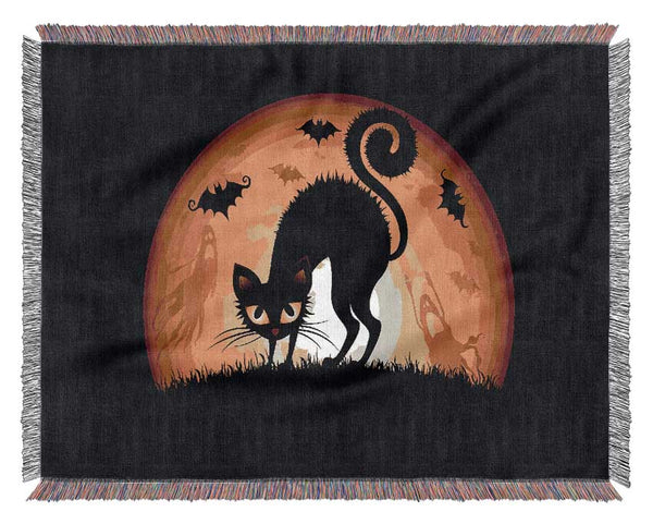 Halloween Cats Bats Woven Blanket