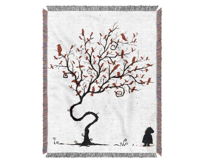 Red Birds Woven Blanket