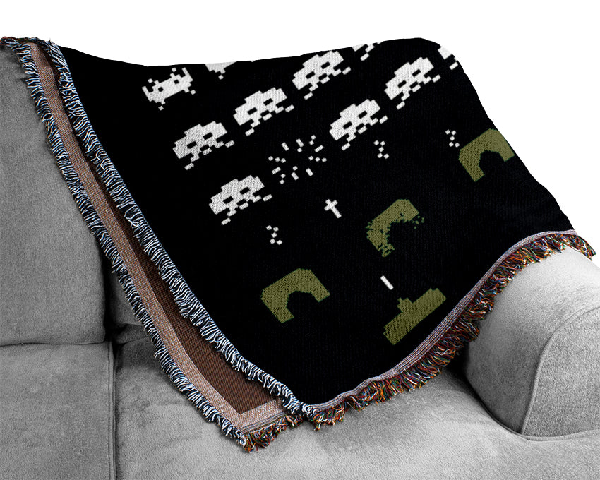 Space Invaders Woven Blanket