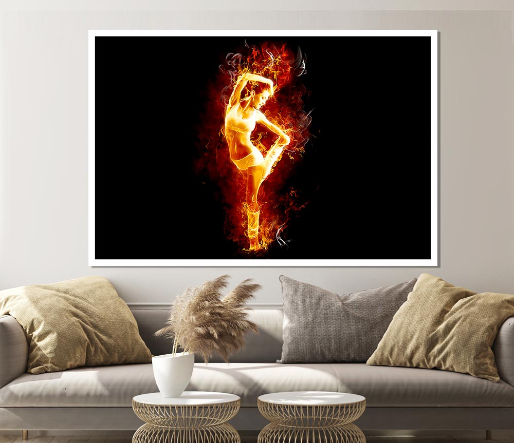 Fire Dancer Orange Print Poster Wall Art