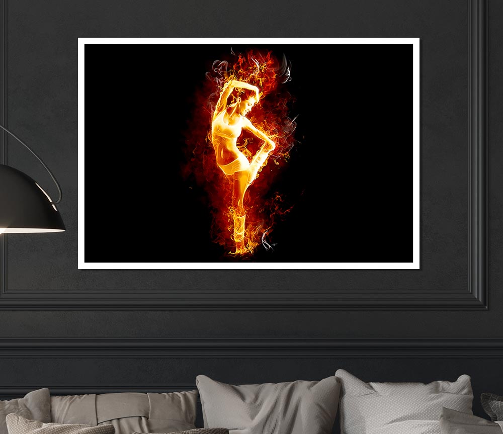 Fire Dancer Orange Print Poster Wall Art