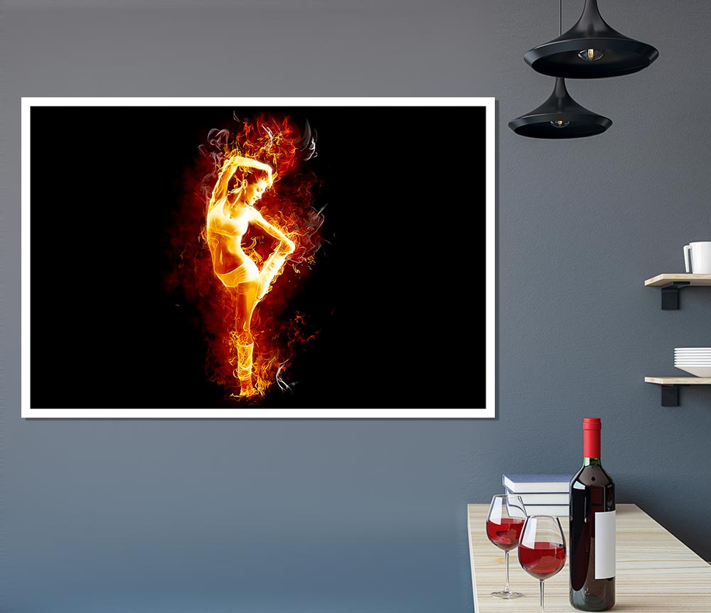 Fire Dancer Orange Print Poster Wall Art