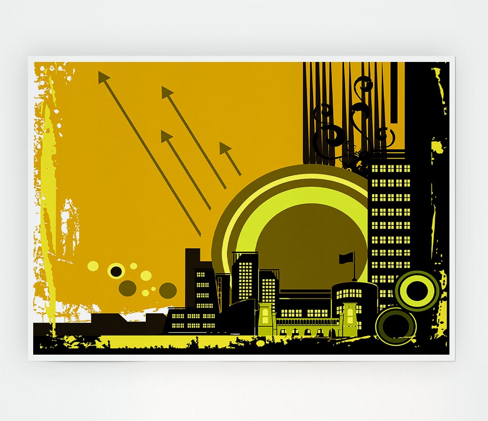 Contemporary City Sun Yellow Print Poster Wall Art