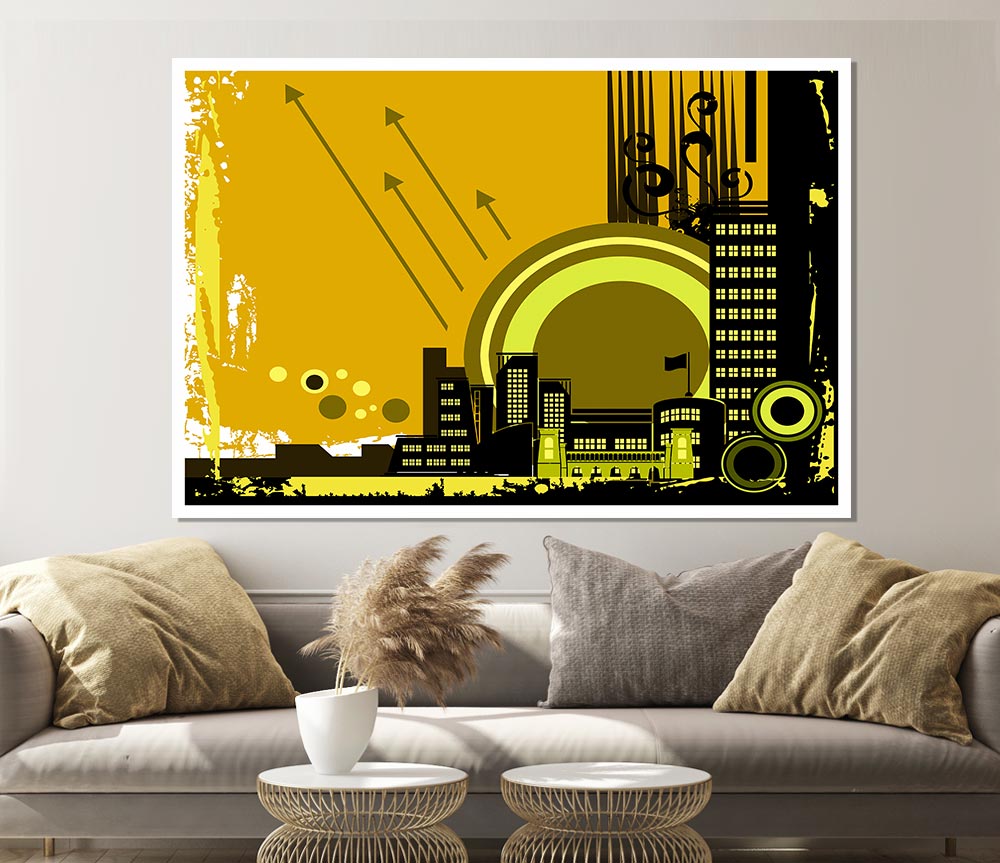 Contemporary City Sun Yellow Print Poster Wall Art