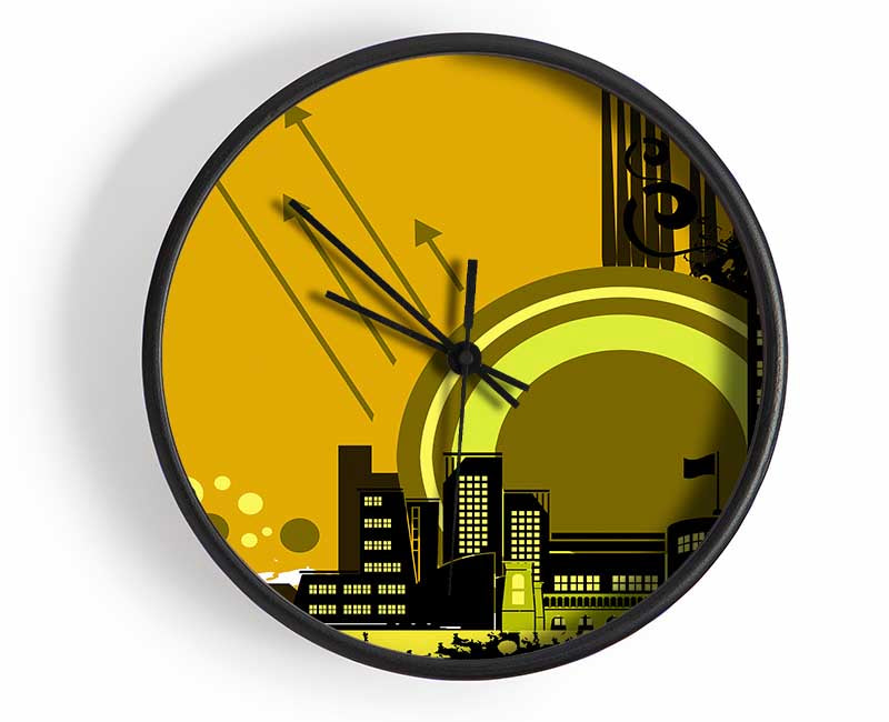 Contemporary City Sun Yellow Clock - Wallart-Direct UK