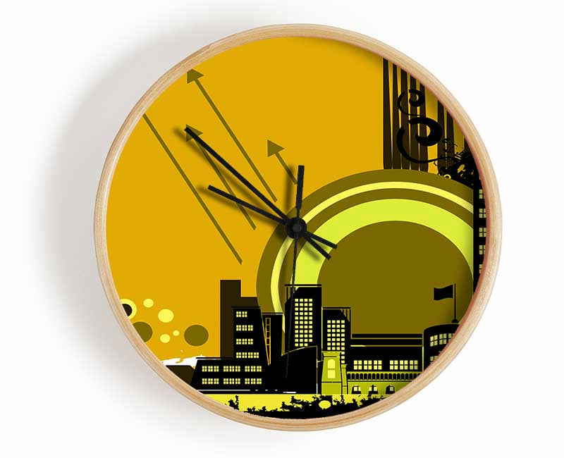 Contemporary City Sun Yellow Clock - Wallart-Direct UK