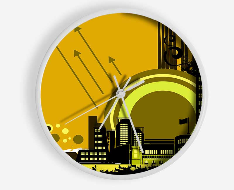 Contemporary City Sun Yellow Clock - Wallart-Direct UK