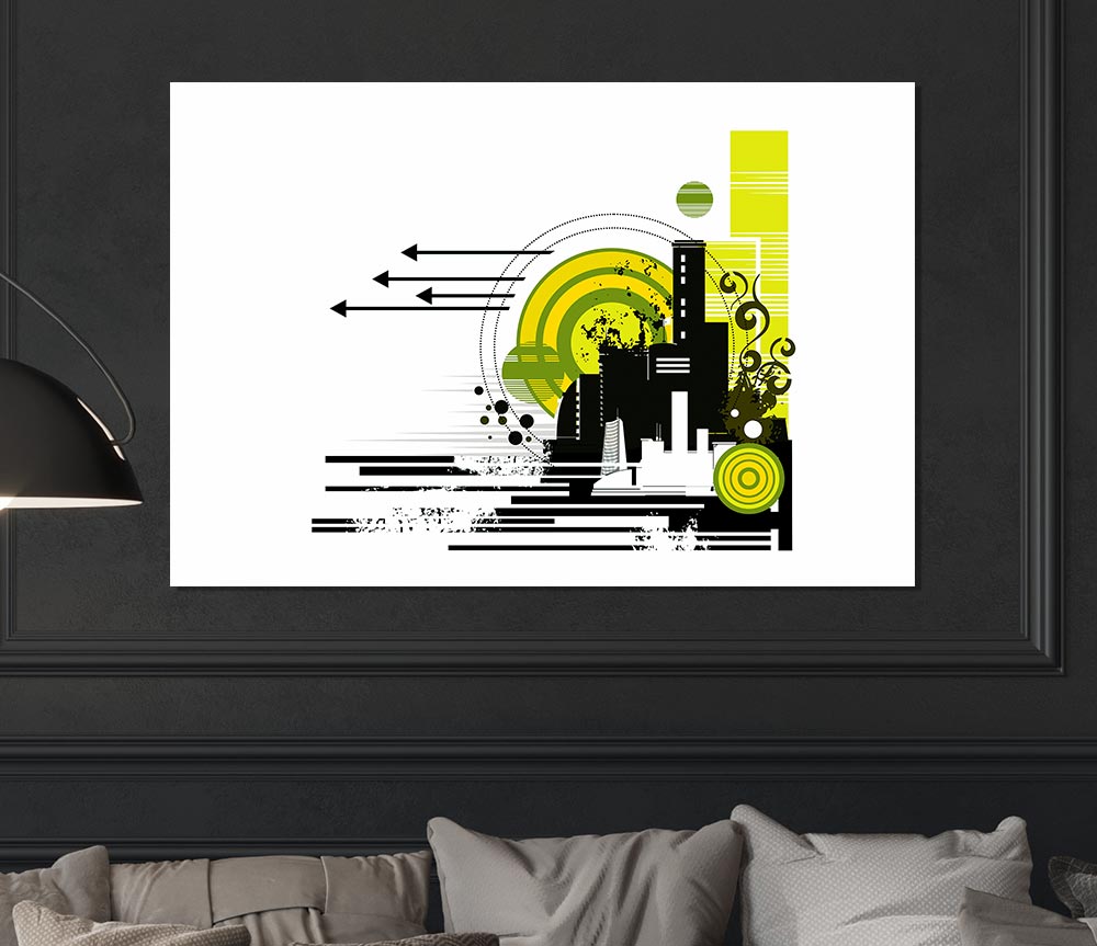 Contemporary City Sun White Print Poster Wall Art