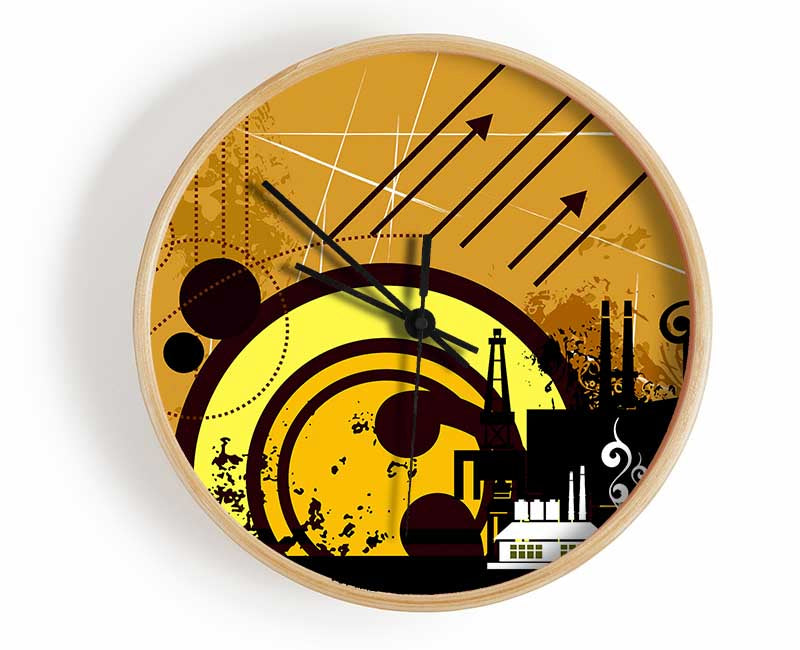 Contemporary City Sun Brown Clock - Wallart-Direct UK