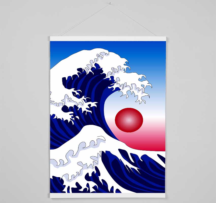 The Waves Over The Red Sun Hanging Poster - Wallart-Direct UK