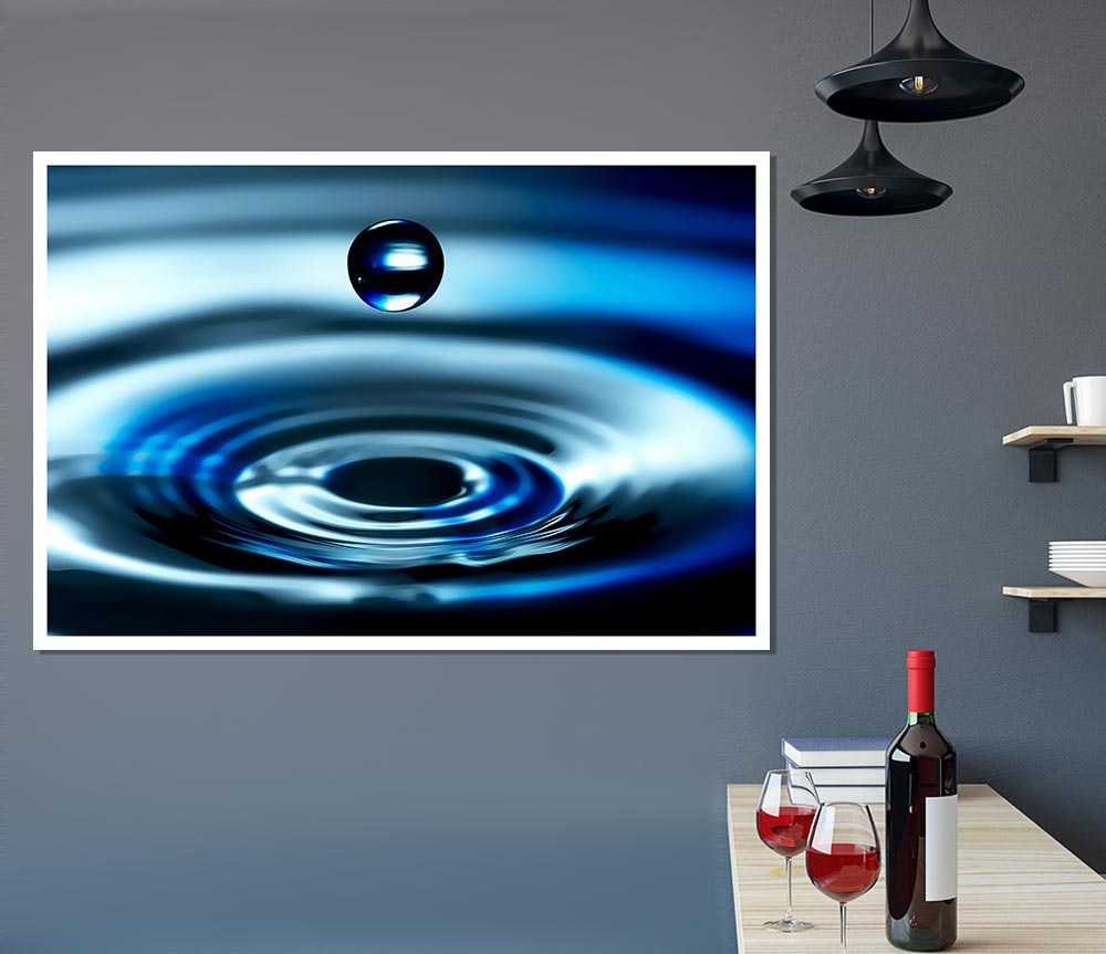 Blue Water Drop Print Poster Wall Art