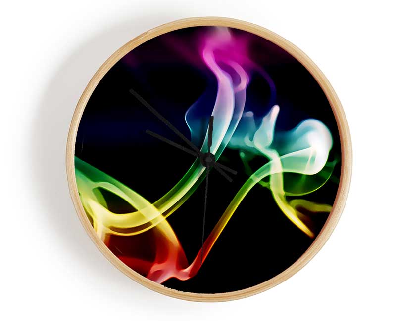 Rainbow Smoke On Black Clock - Wallart-Direct UK