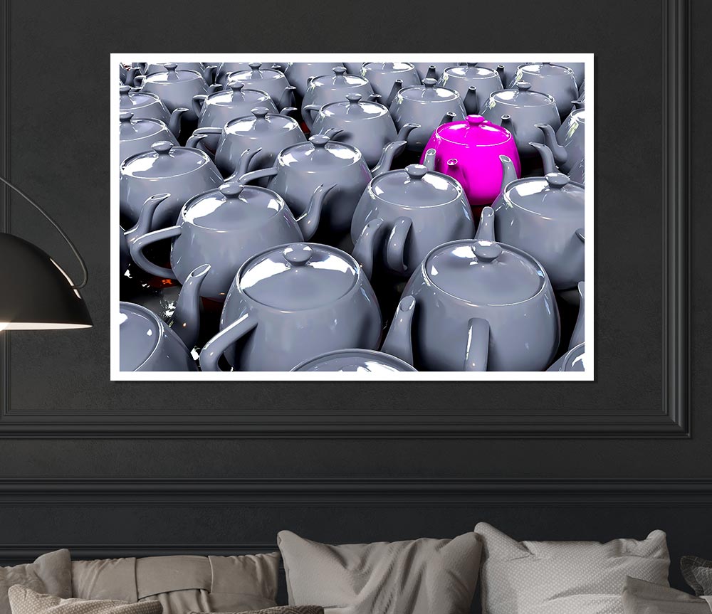 The Odd One Out Pink Teapot Print Poster Wall Art