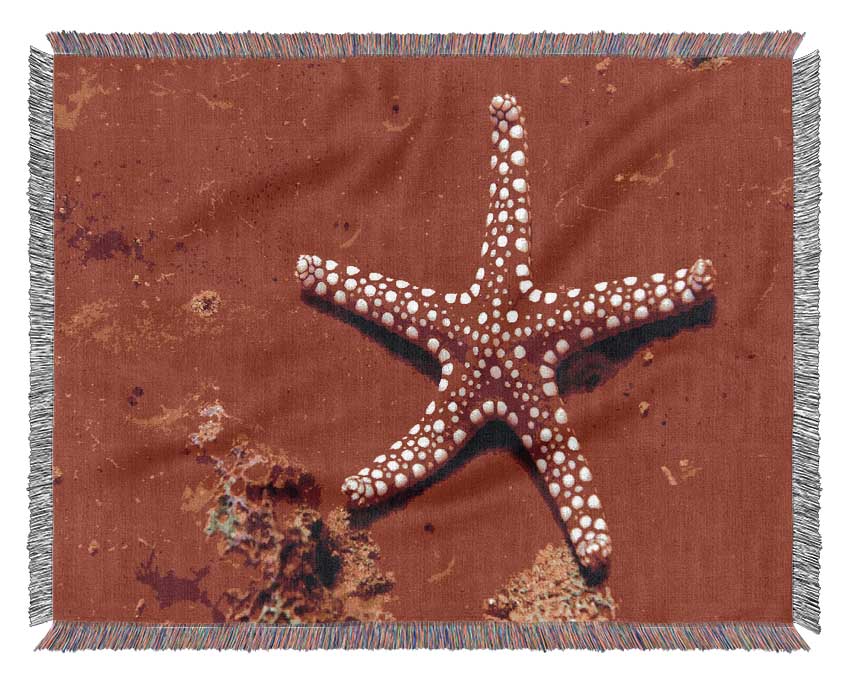 Red Starfish Woven Blanket