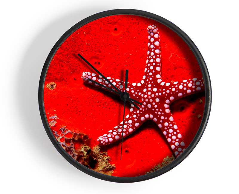 Red Starfish Clock - Wallart-Direct UK