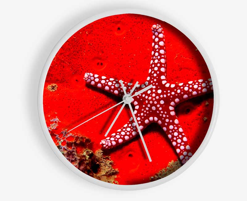 Red Starfish Clock - Wallart-Direct UK