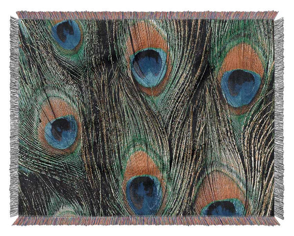 Peacock Feathers Woven Blanket