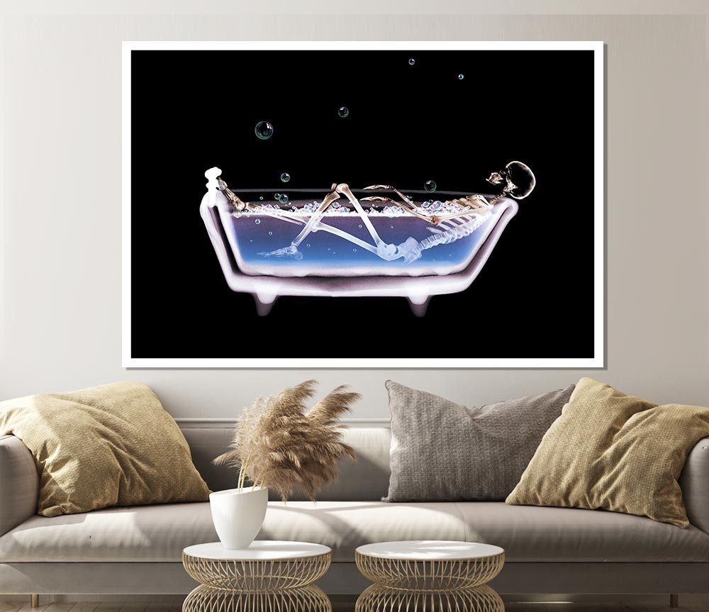 Bubble Bath Skeleton Print Poster Wall Art