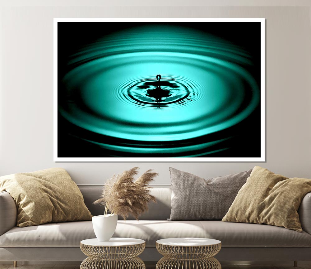 Green Water Droplet Print Poster Wall Art