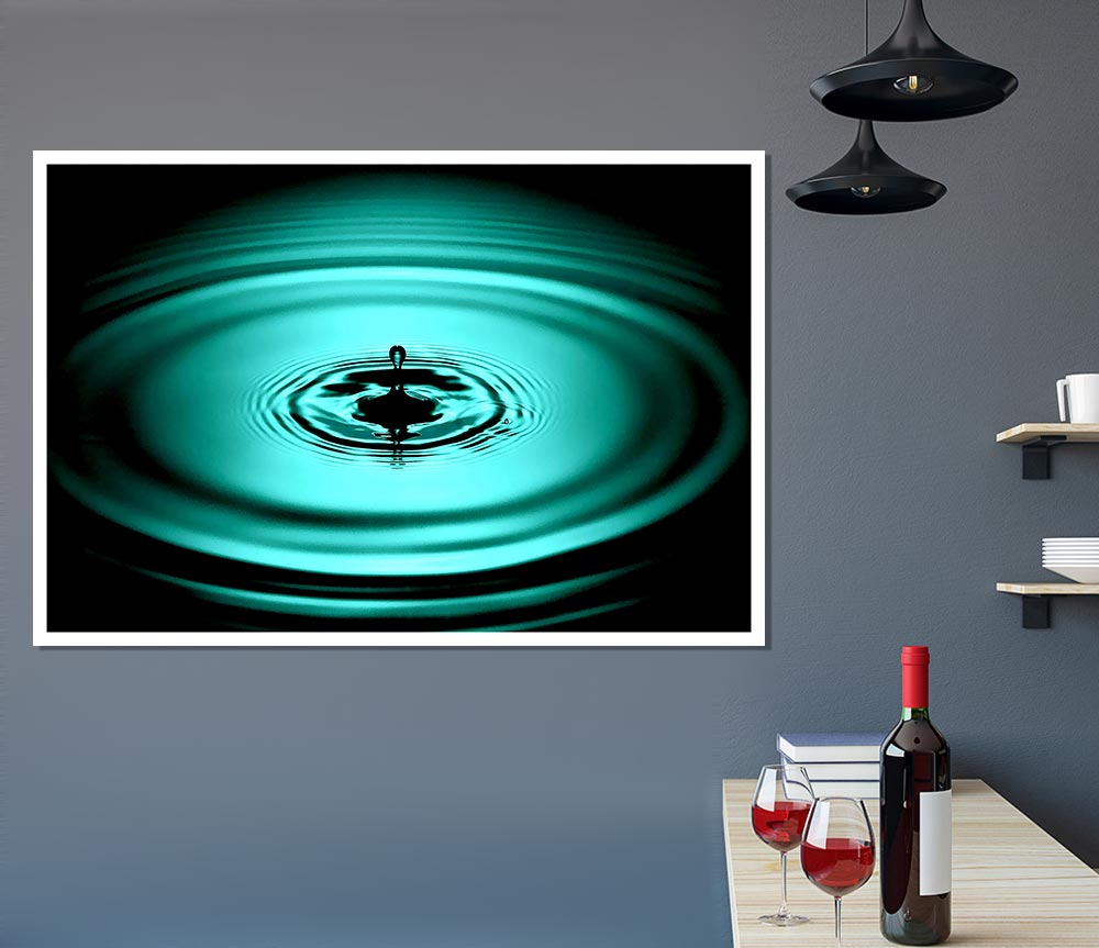 Green Water Droplet Print Poster Wall Art