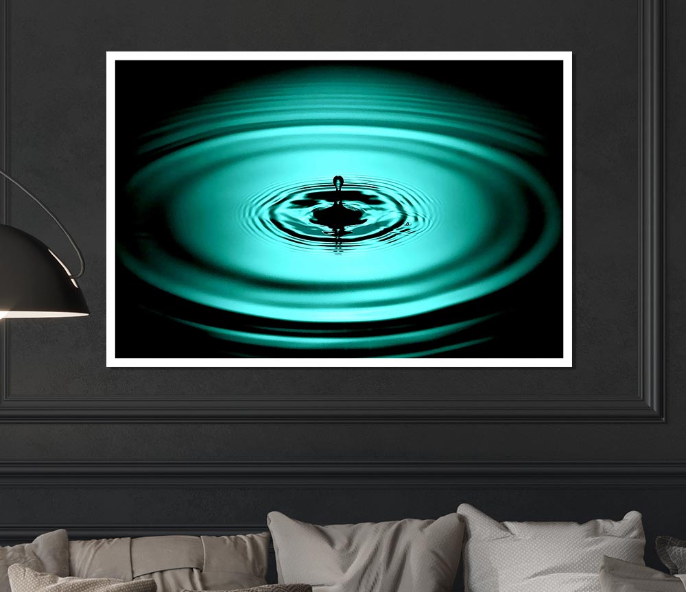 Green Water Droplet Print Poster Wall Art