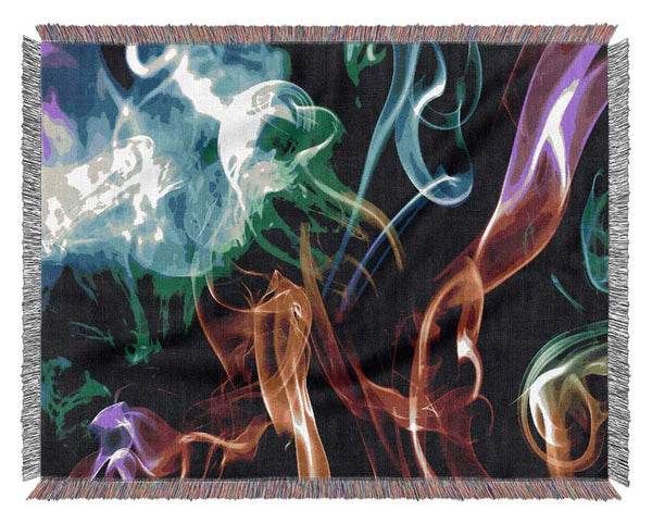 Mulit-Coloured Smoke On Black Woven Blanket