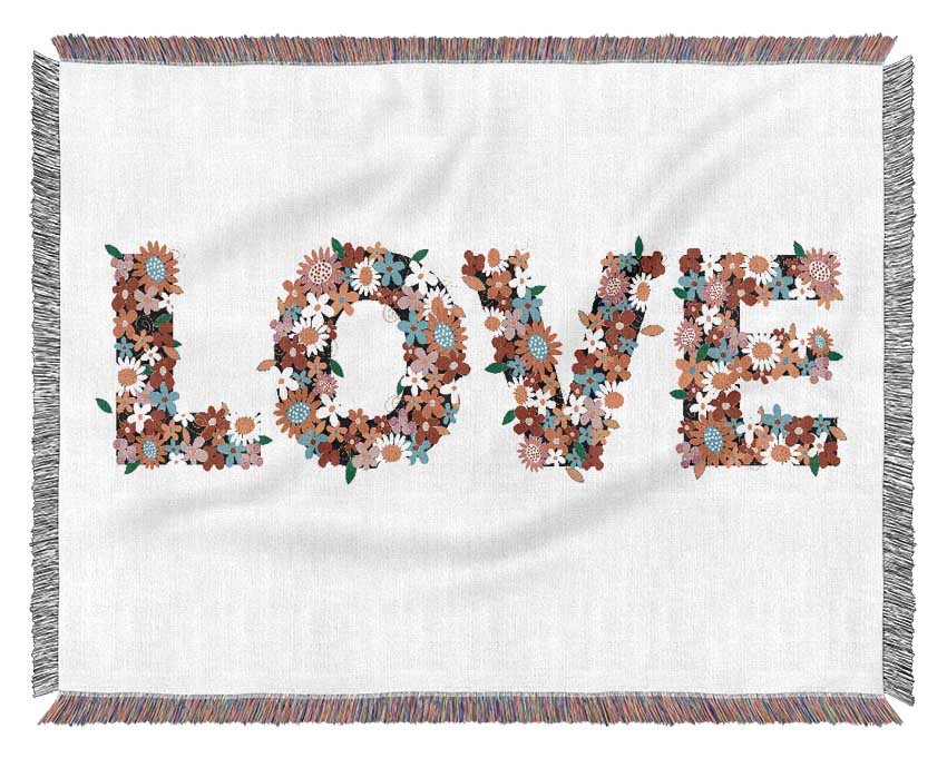 Flower Power Love Woven Blanket