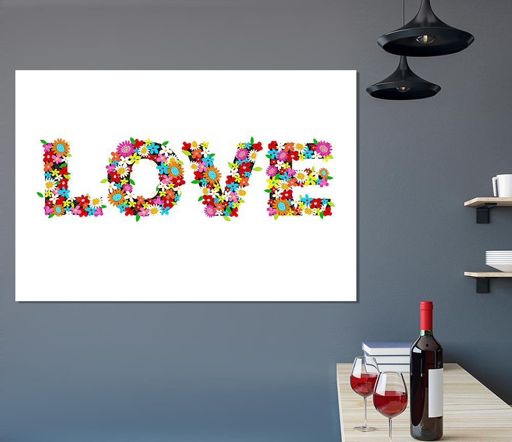 Flower Power Love Print Poster Wall Art