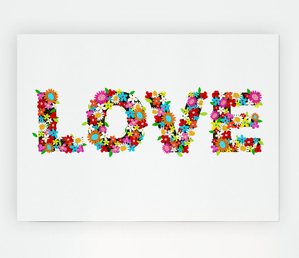 Flower Power Love Print Poster Wall Art