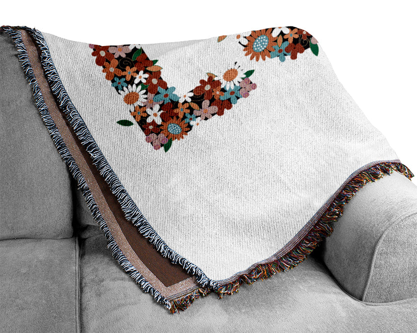 Flower Power Love Woven Blanket