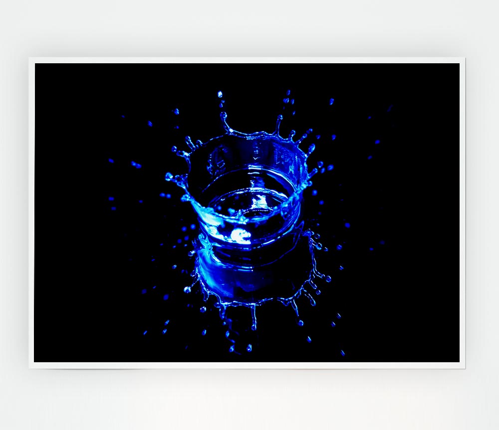 Electric Blue Water Drop Print Poster Wall Art