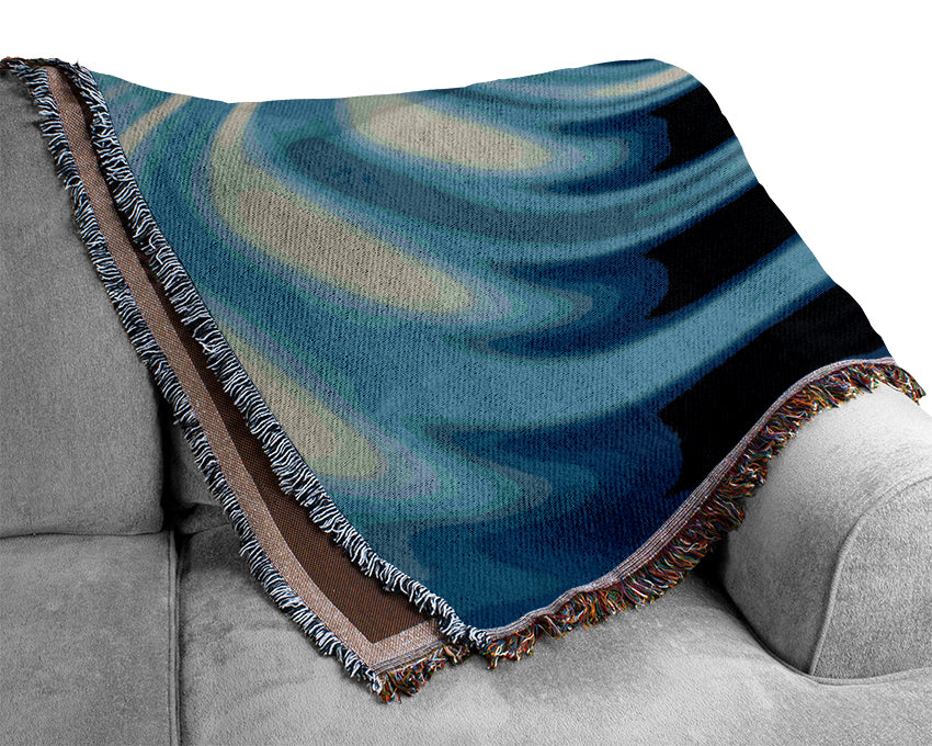 Blue Square Water Splash Woven Blanket