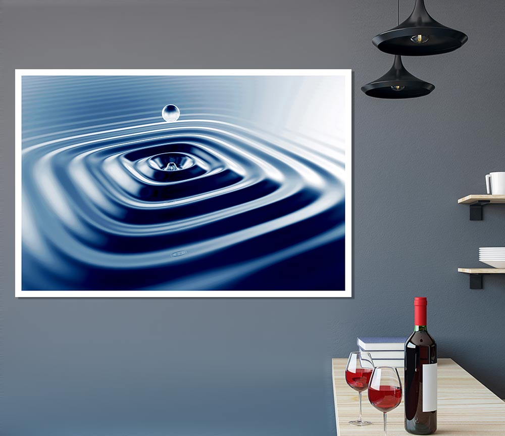 Blue Square Water Splash Print Poster Wall Art