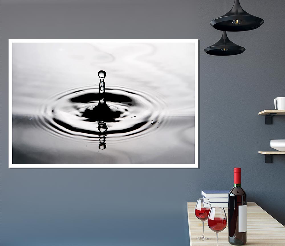 Grey Water Splash Print Poster Wall Art