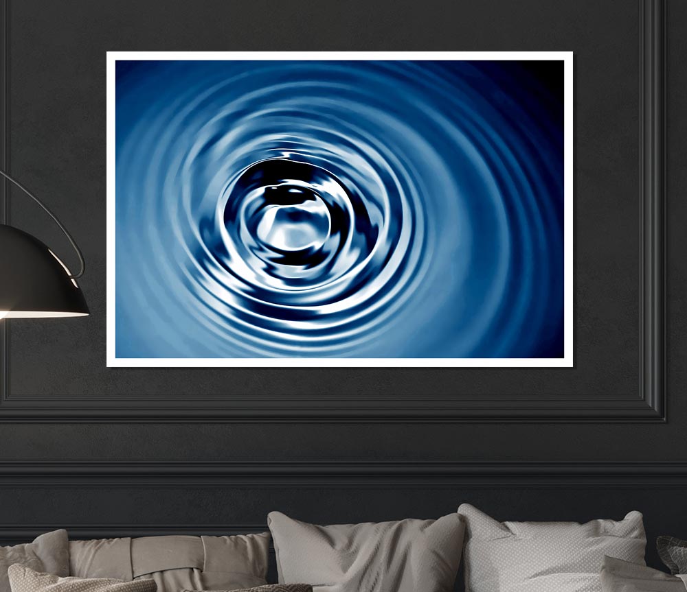 Blue Water Swirls Print Poster Wall Art