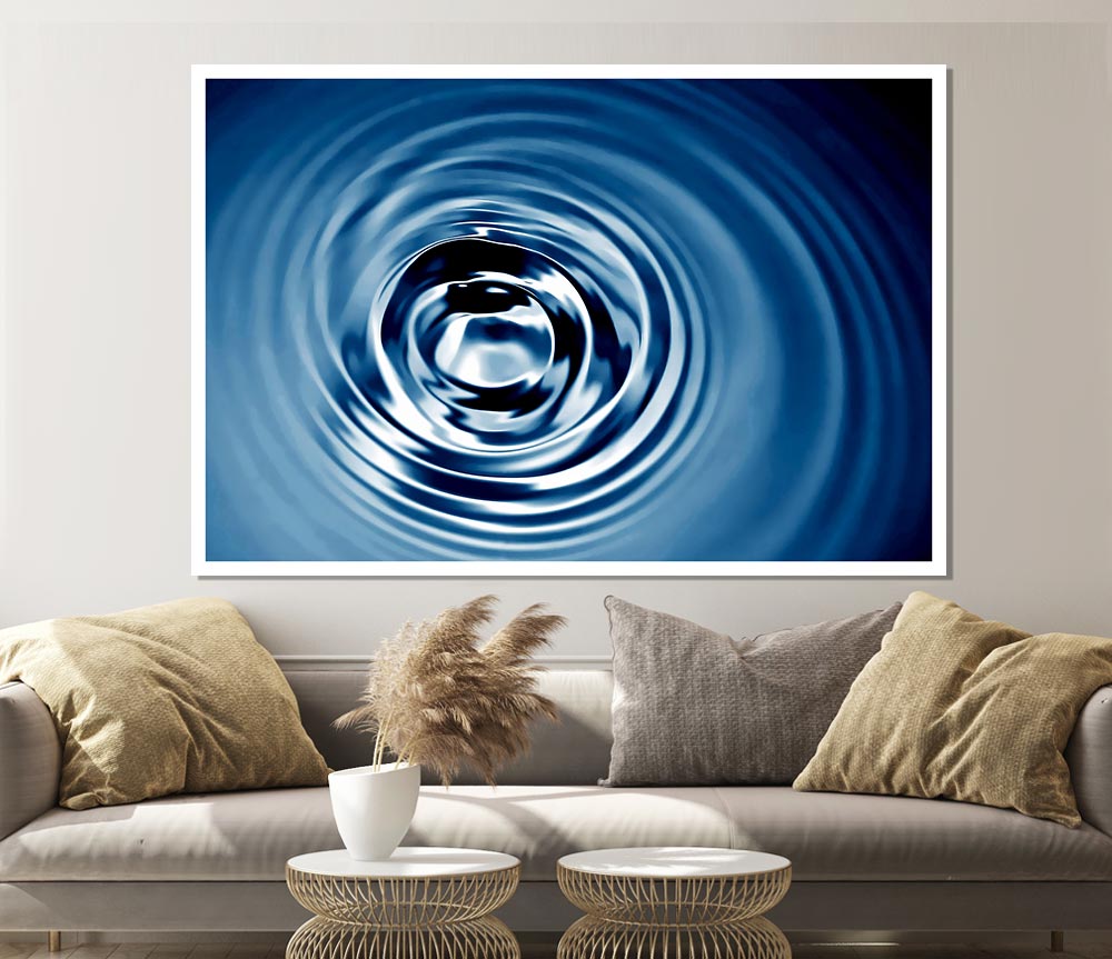 Blue Water Swirls Print Poster Wall Art