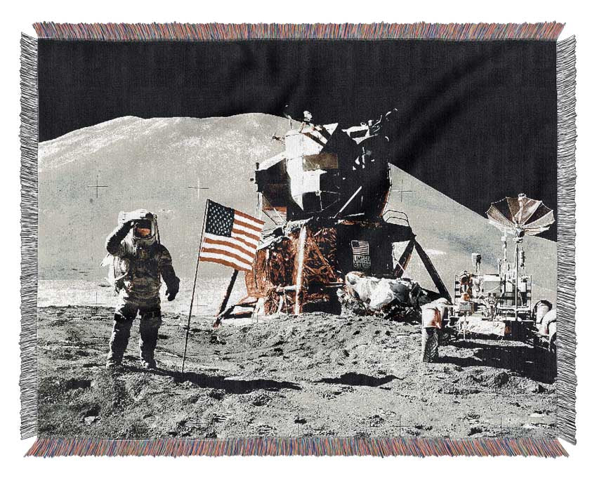 American Moon Landing Woven Blanket